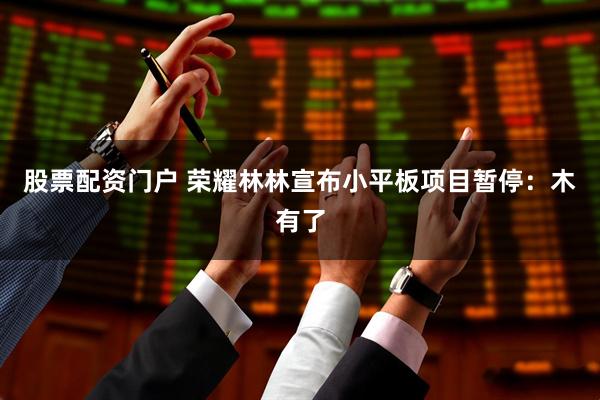 股票配资门户 荣耀林林宣布小平板项目暂停:木有了